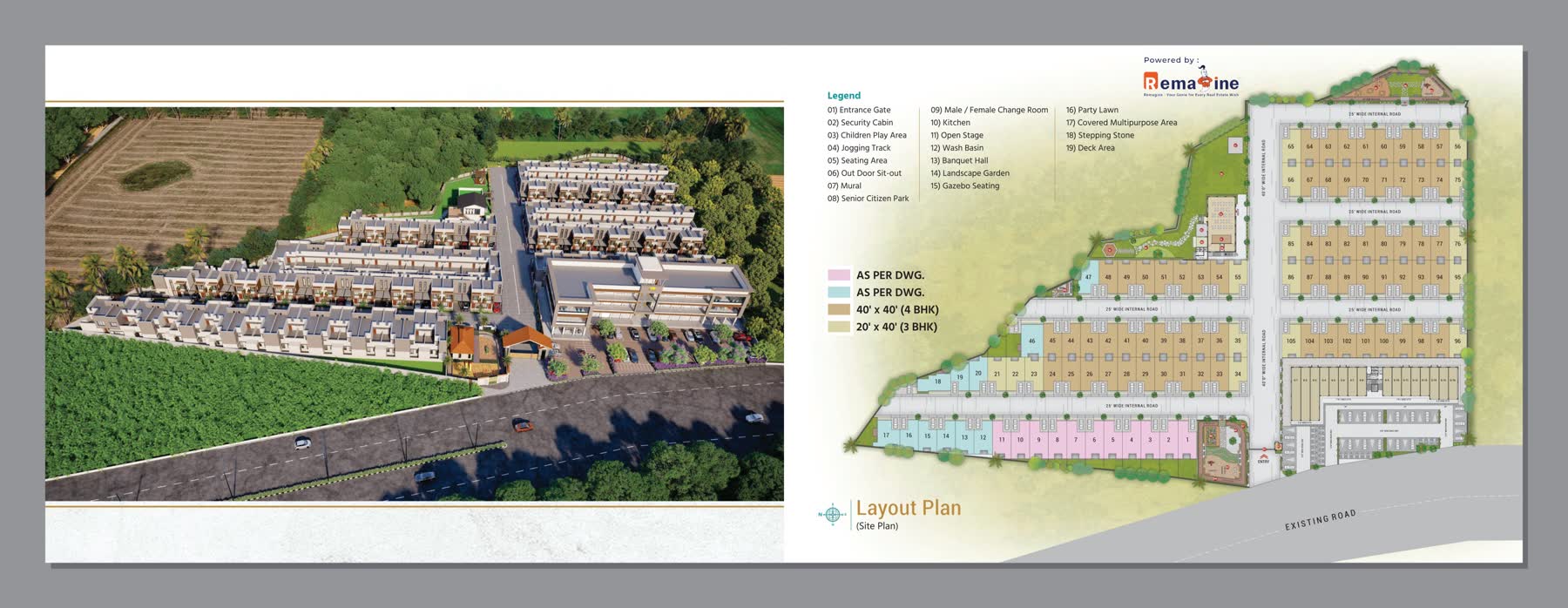 Master site plan — villa plots, clubhouse & shopping block